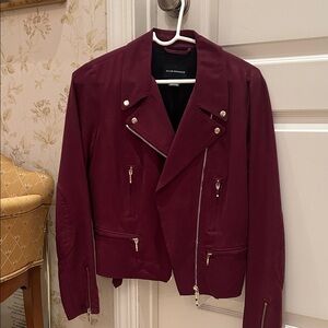 Club Monaco motorcycle Wine-Red Asymmetrical Zip Jacket size M